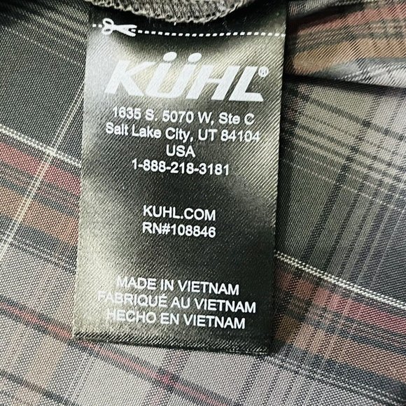 Kuhl Shirt Mens Medium Gray Plaid Flannel Long Sleeve Button Up Chest Pocket - Picture 9 of 14